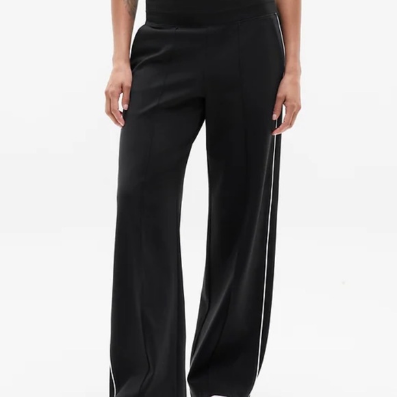 athleta Venice Black Track Pants with White Stripe - Picture 3 of 4